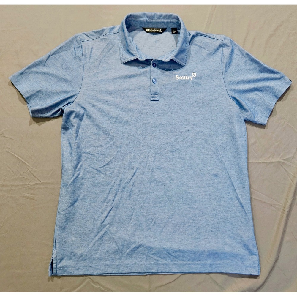 TravisMathew Polo Shirt Mens Large Blue Sentry Logo Pima Blend